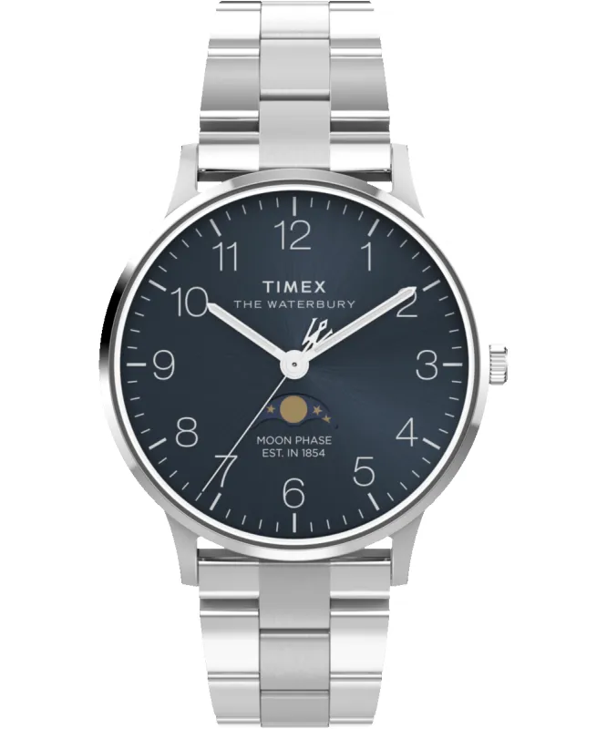 Waterbury Classic Moon Phase 40mm Stainless Steel Bracelet Watch  sold by Timex
