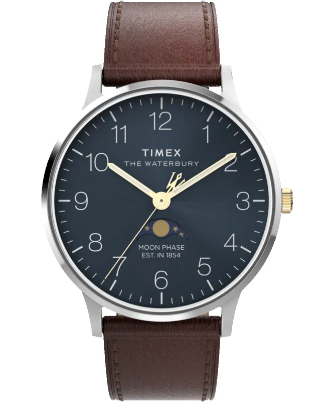 Waterbury Classic Moon Phase 40mm Leather Strap Watch sold by Timex