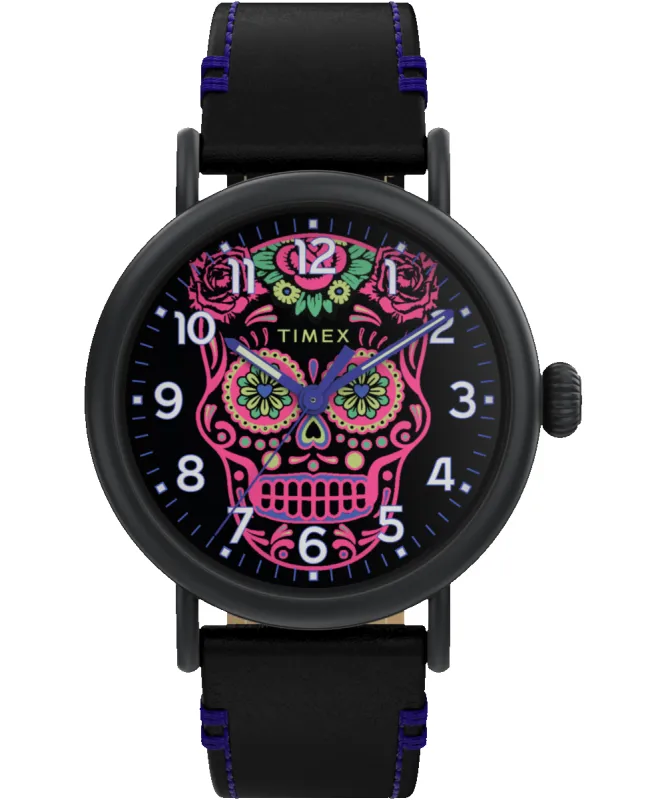 Timex Waterbury Standard Dia de los Muertos 40mm Leather Strap Watch sold by Timex