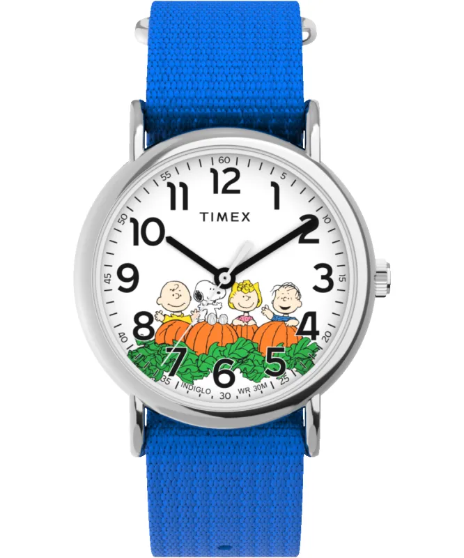 Timex x Peanuts Weekender Pumpkin 38mm Fabric Strap Watch sold by Timex