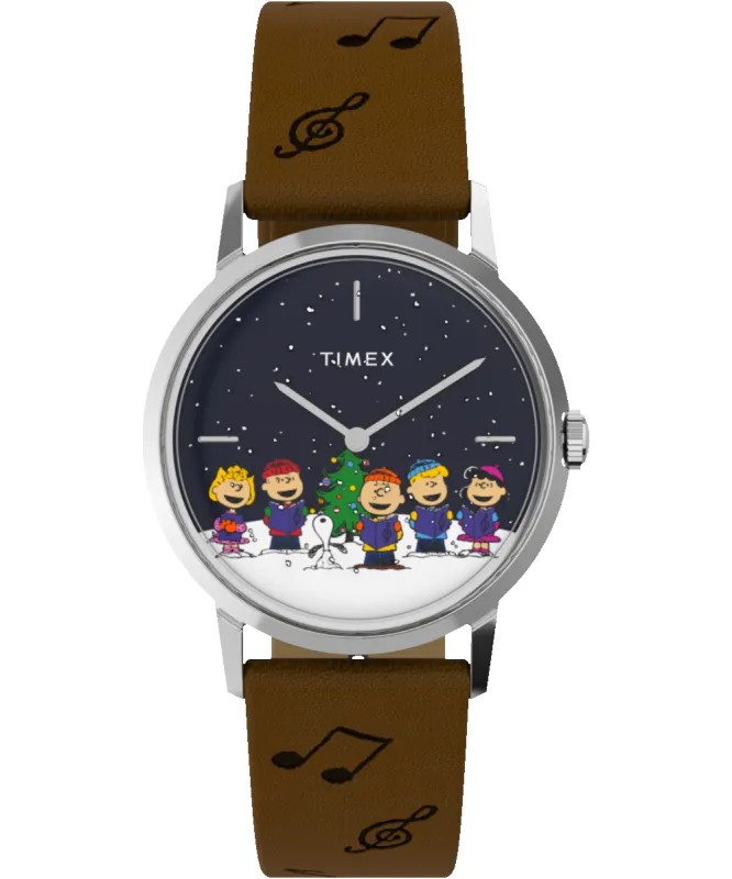 Timex x Peanuts Marlin® Hand-Wound “The Gang Singing” 34mm Leather Strap Watch sold by Timex