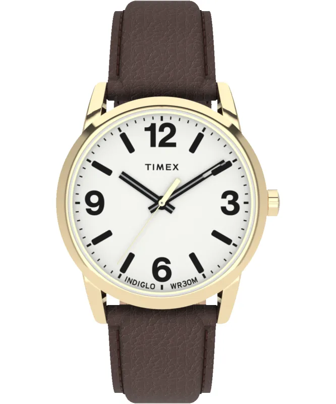 Easy Reader® Bold 38mm Leather Strap Watch sold by Timex