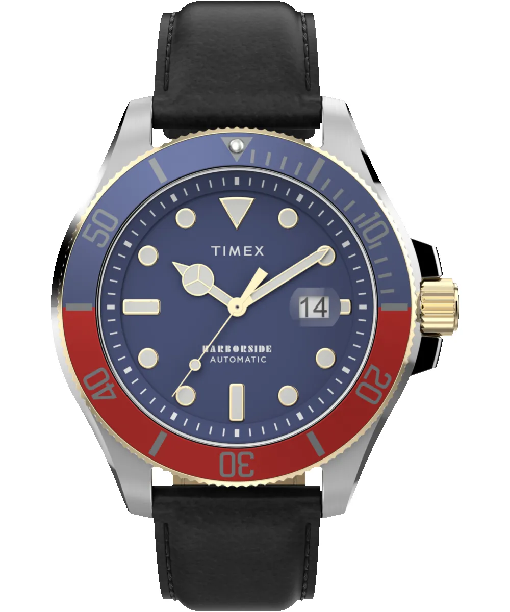 Harborside Coast Automatic 43mm Leather Strap Watch sold by Timex