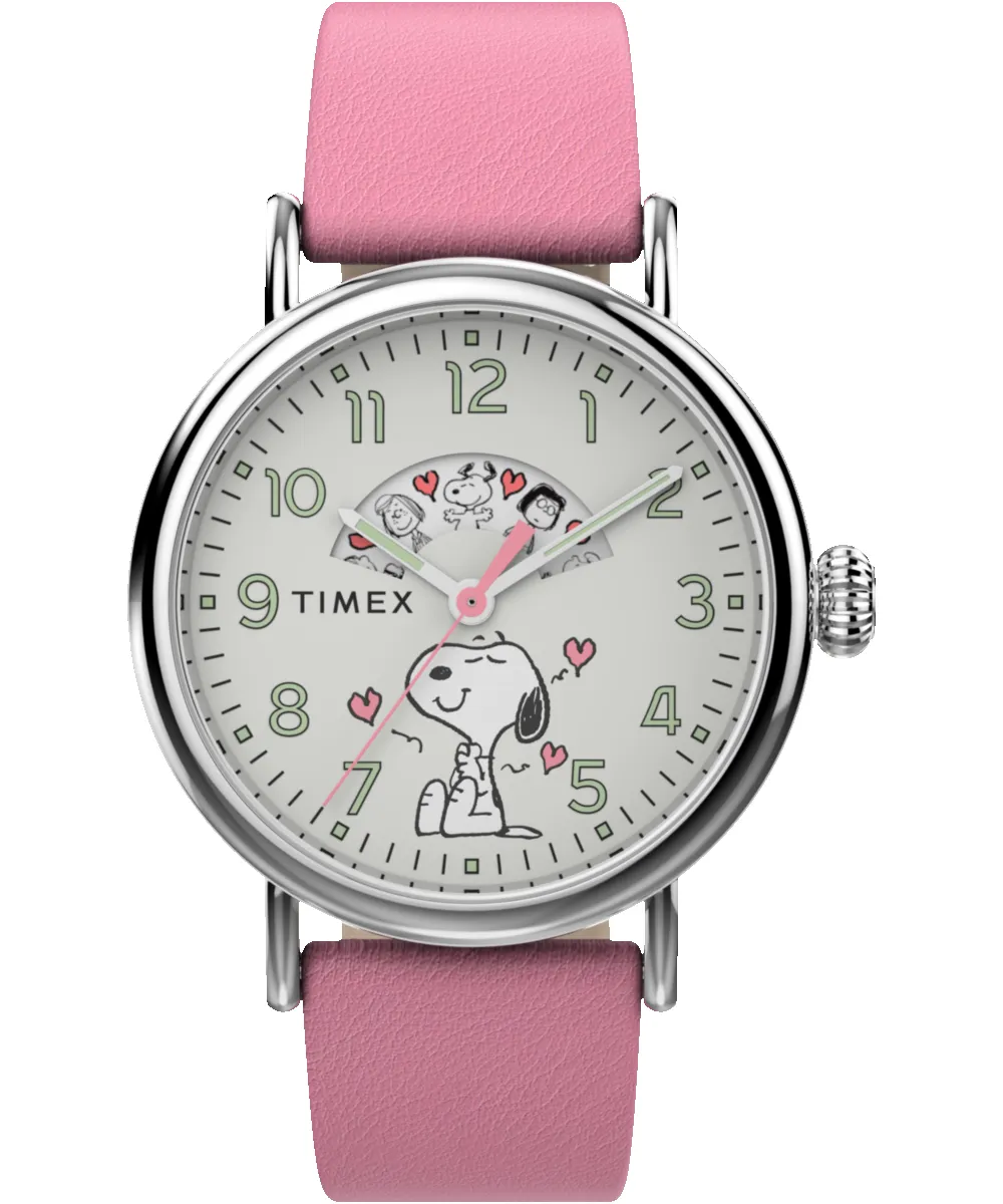 Timex Standard x Peanuts Valentine's 40mm Leather Strap Watch sold by Timex