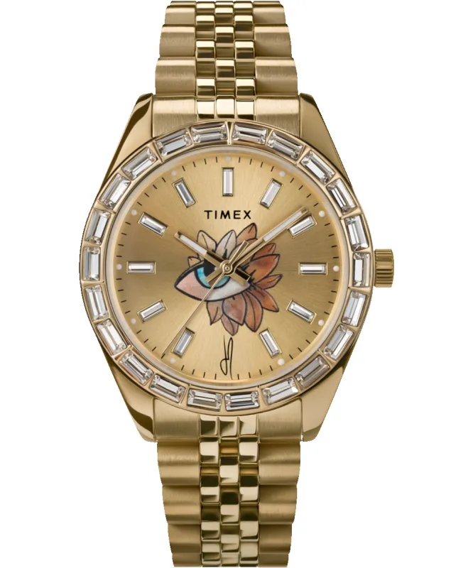 Timex Legacy x Jacquie Aiche Gold Sunray Dial with Tribe Eye 36mm Watch made by Timex