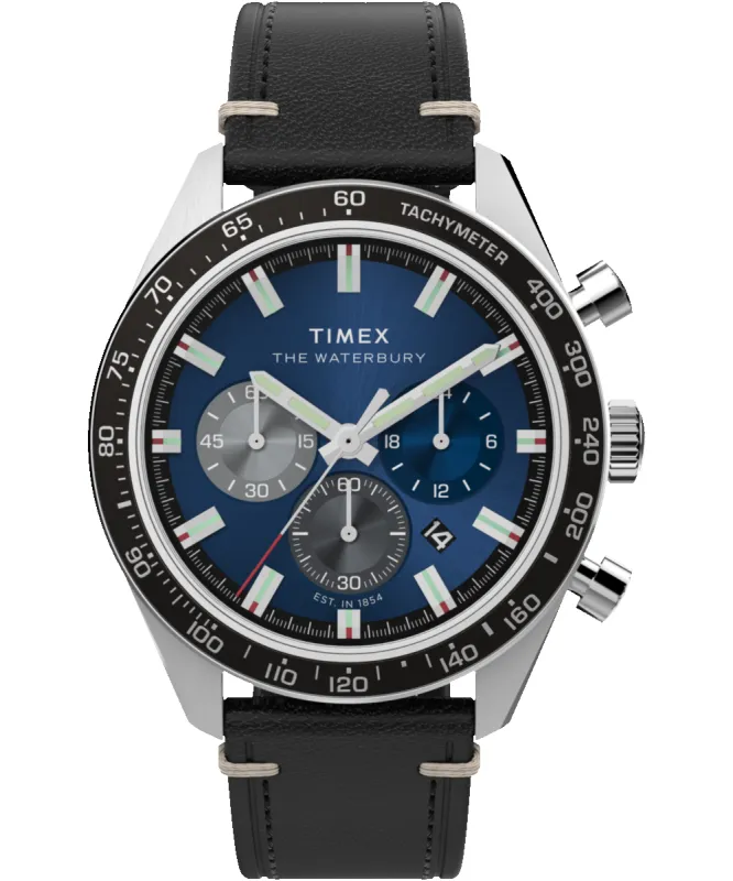 Waterbury Traditional Chronograph 41mm Leather Strap Watch sold by Timex