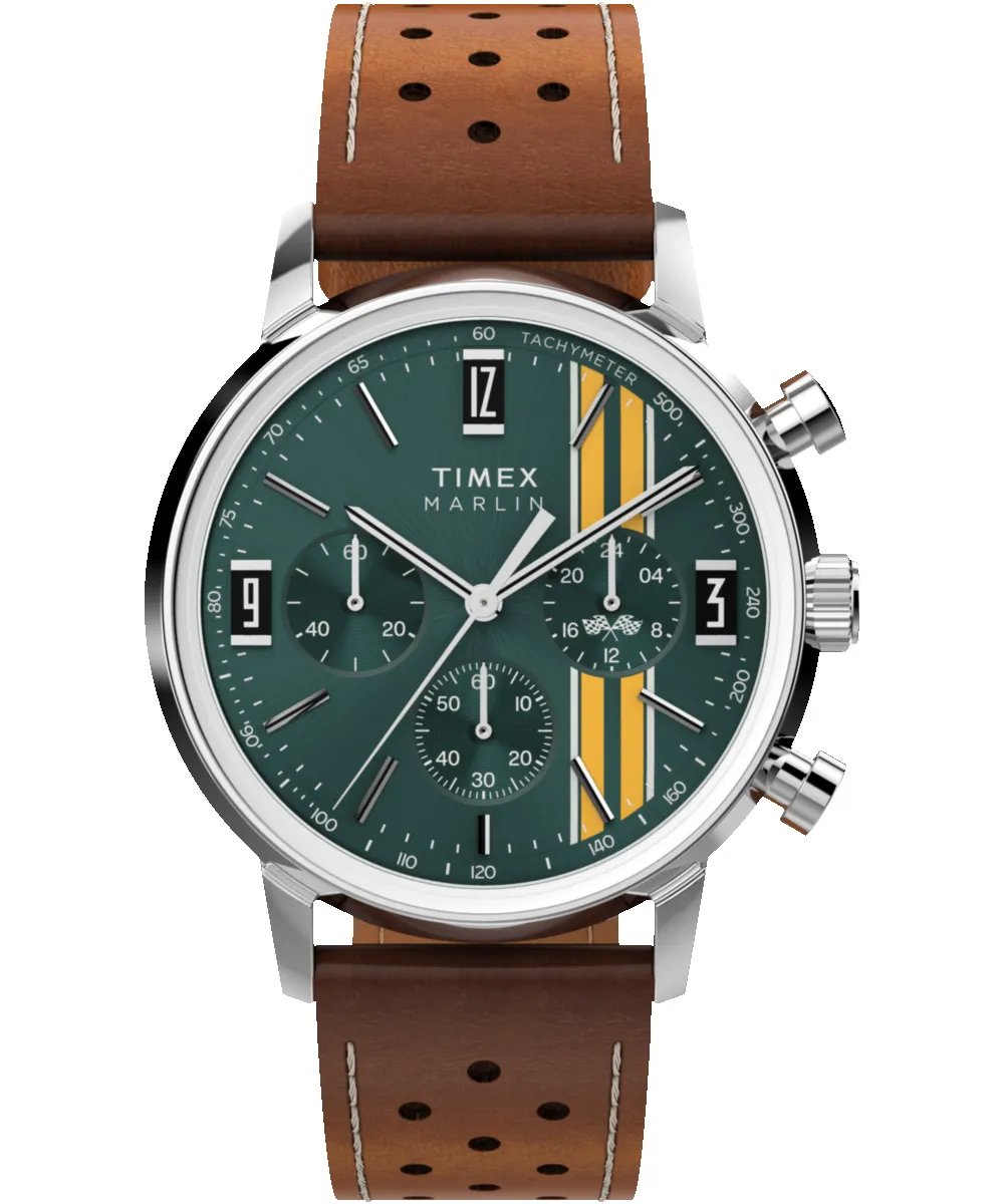 Marlin® Chronograph Tachymeter 40mm Leather Strap Watch sold by Timex