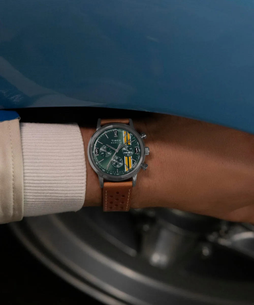 Marlin® Chronograph Tachymeter 40mm Leather Strap Watch sold by Timex product image thumbnail 2