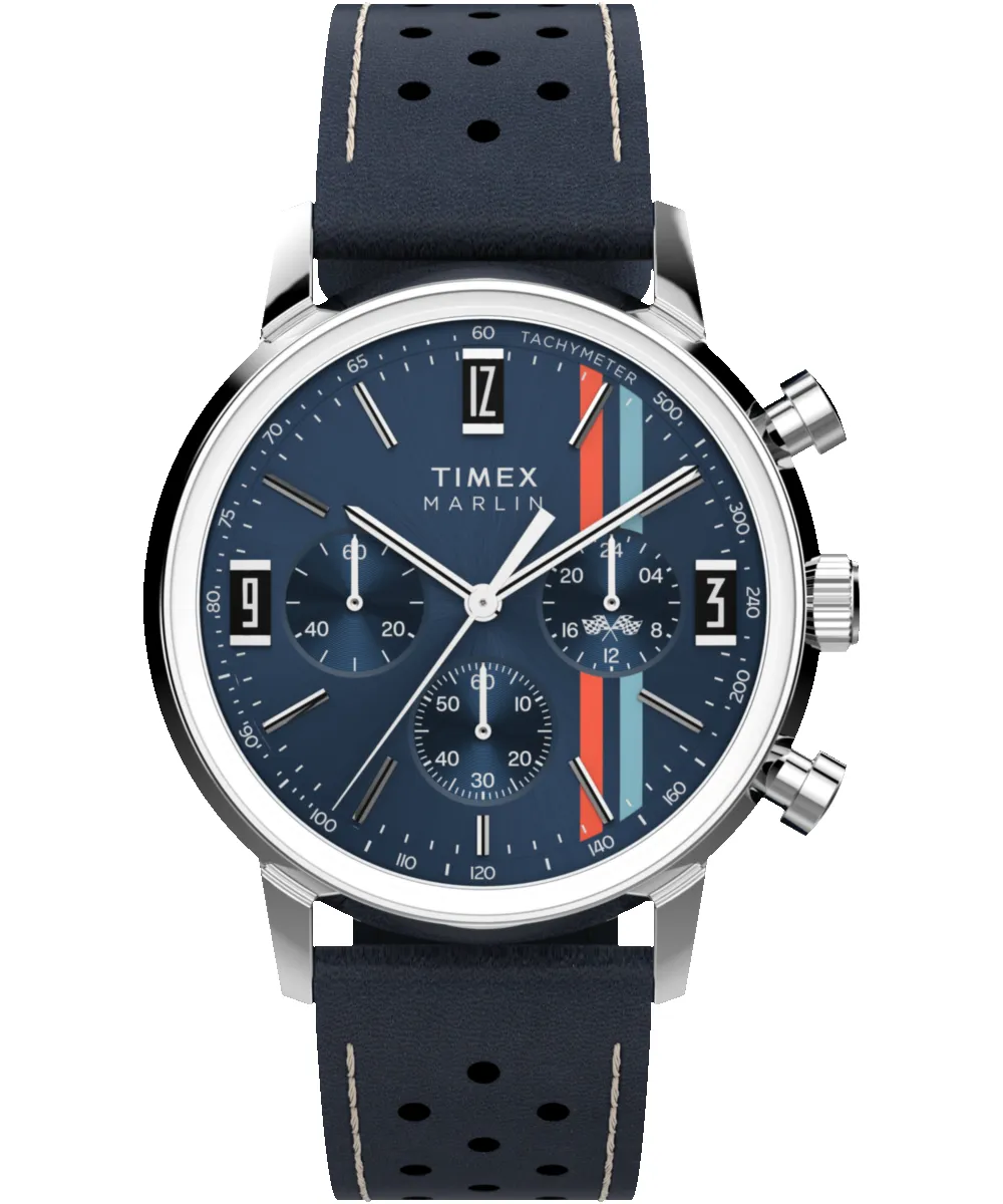 Marlin® Chronograph Tachymeter 40mm Leather Strap Watch sold by Timex