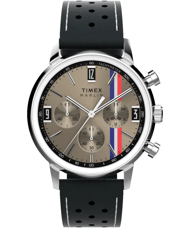 Marlin® Chronograph Tachymeter 40mm Leather Strap Watch sold by Timex