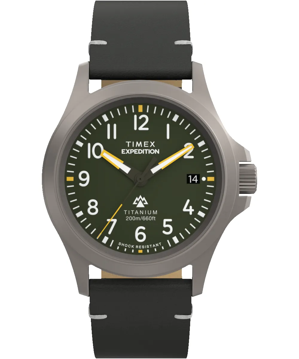 Expedition Titanium 38mm Leather Strap Watch sold by Timex