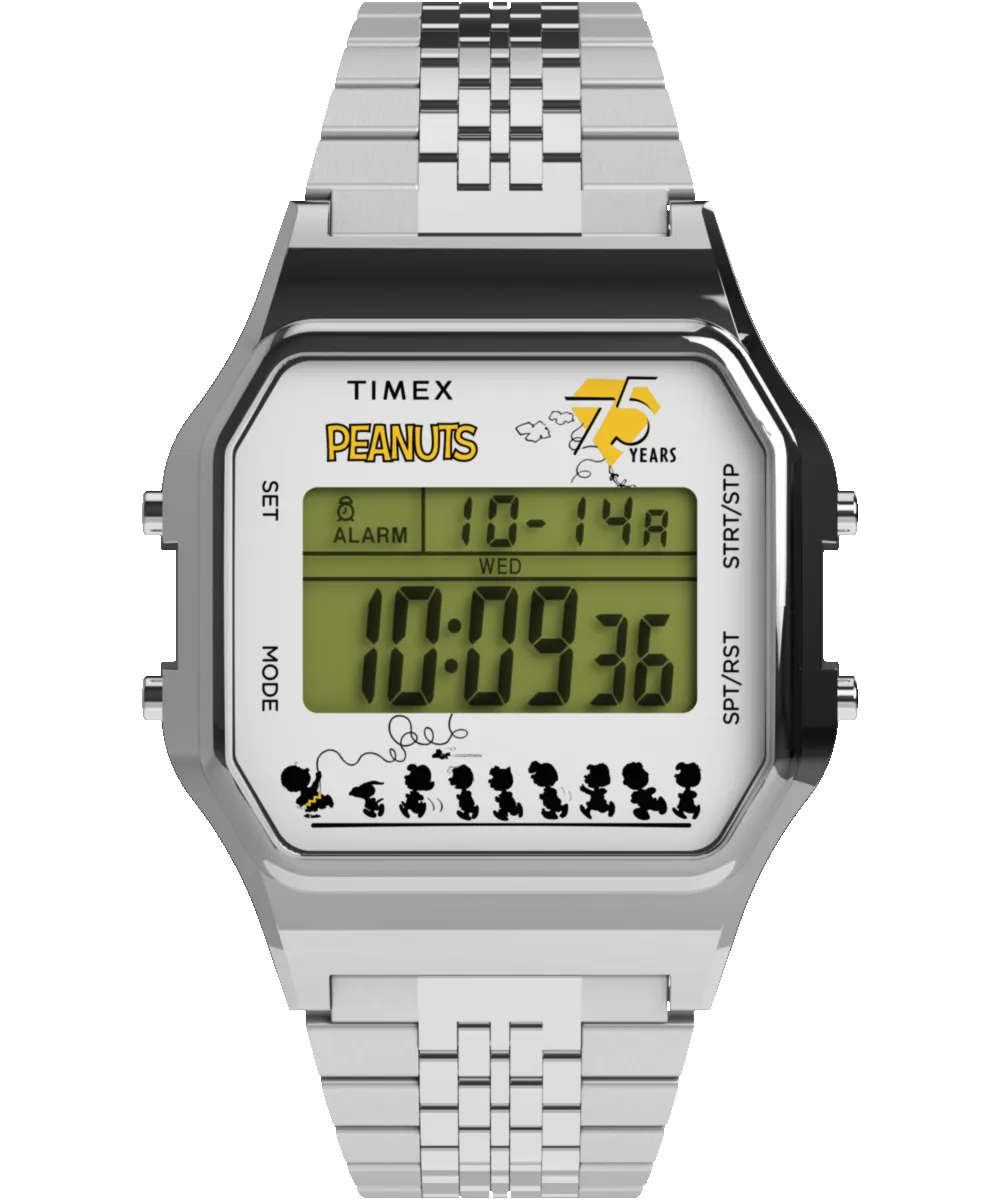Timex x Peanuts® T80 75th Anniversary Edition 34mm Stainless Steel Bracelet Watch sold by Timex