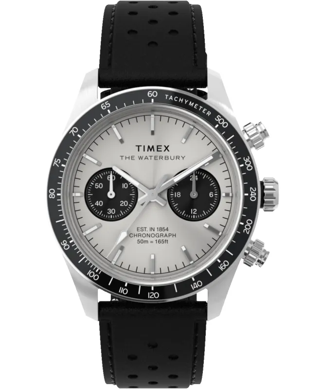 Waterbury Heritage Chronograph 39mm Leather Strap Watch  sold by Timex