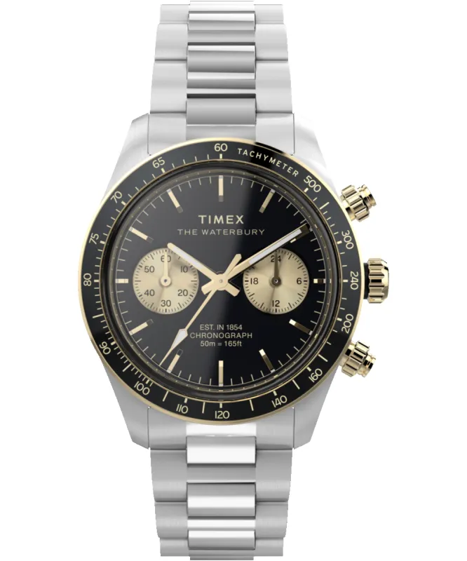 Waterbury Heritage Chronograph 39mm Stainless Steel Bracelet Watch   sold by Timex