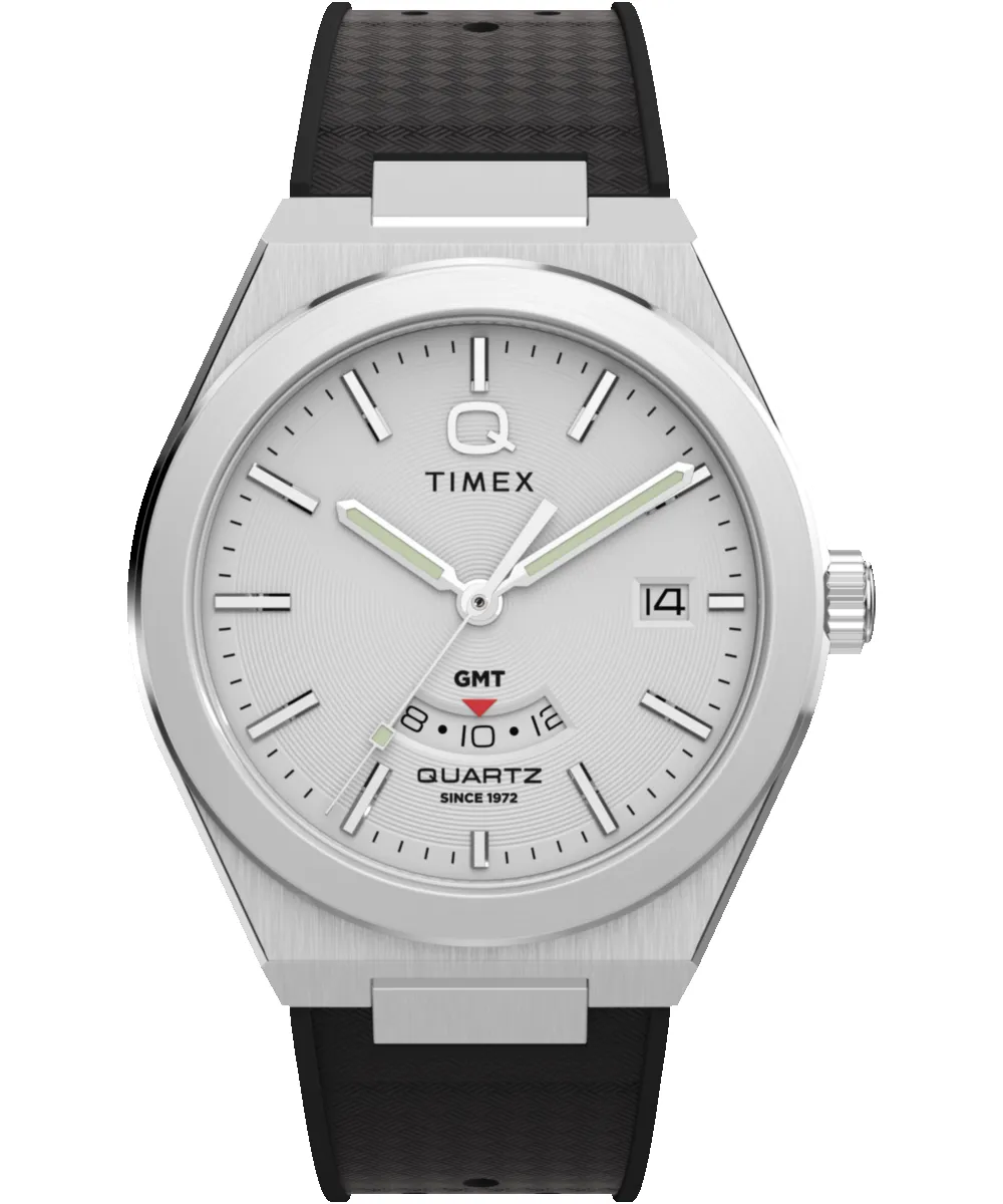 Q Timex® Continental GMT 39mm Synthetic Rubber Strap Watch sold by Timex