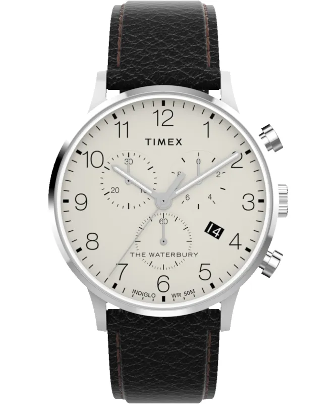 Waterbury Classic 40mm Chronograph Leather Strap Watch sold by Timex