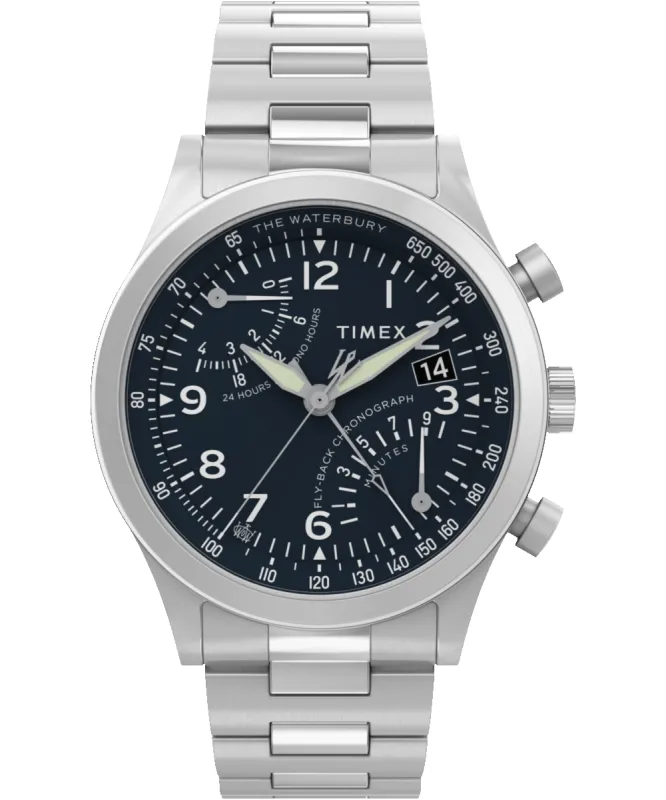 Waterbury Traditional Fly Back Chronograph 43mm Stainless Steel Bracelet Watch sold by Timex
