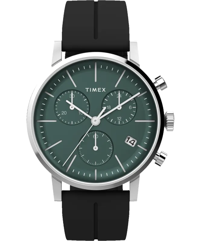 Midtown Chronograph 40mm Synthetic Rubber Strap Watch made by Timex