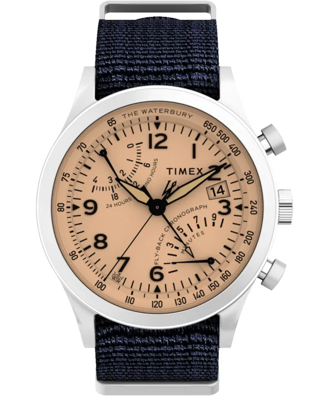 Waterbury Traditional Fly Back Chronograph 43mm Fabric Strap Watch sold by Timex