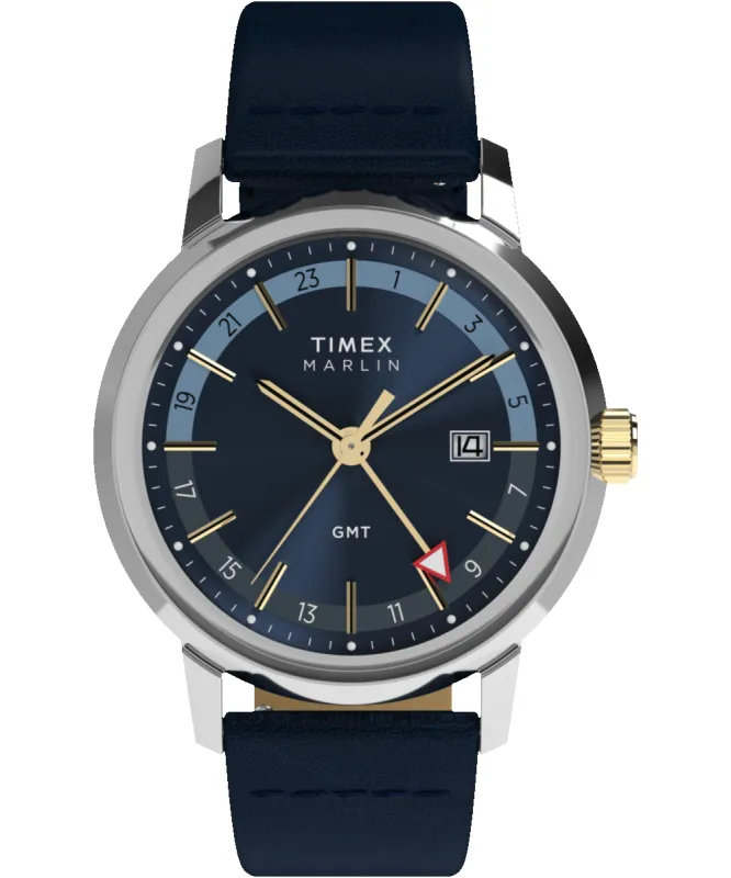 Marlin® Quartz GMT 40mm Leather Strap Watch sold by Timex