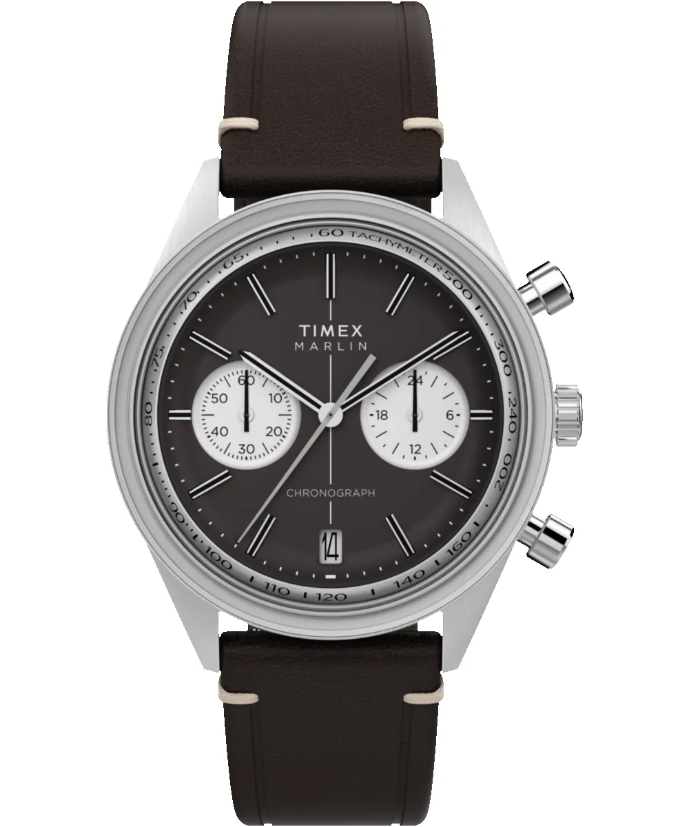 Marlin® Jet Quartz Chronograph 40mm Leather Strap Watch sold by Timex