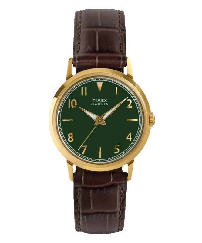 Marlin® Quartz 34mm Leather Strap Watch sold by Timex