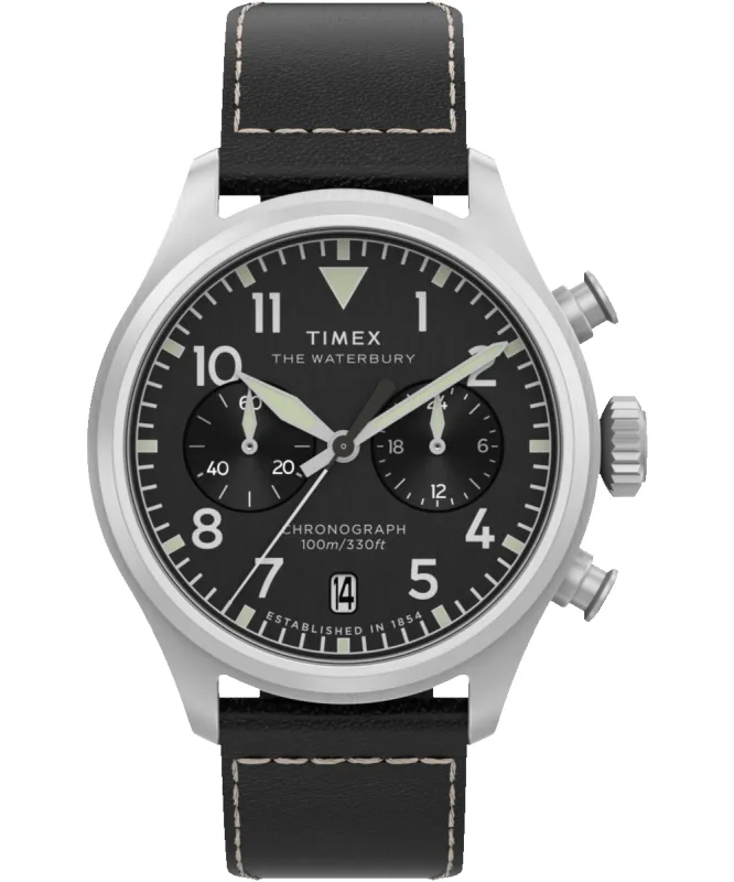 Waterbury Ace Chronograph 41mm Leather Strap Watch sold by Timex