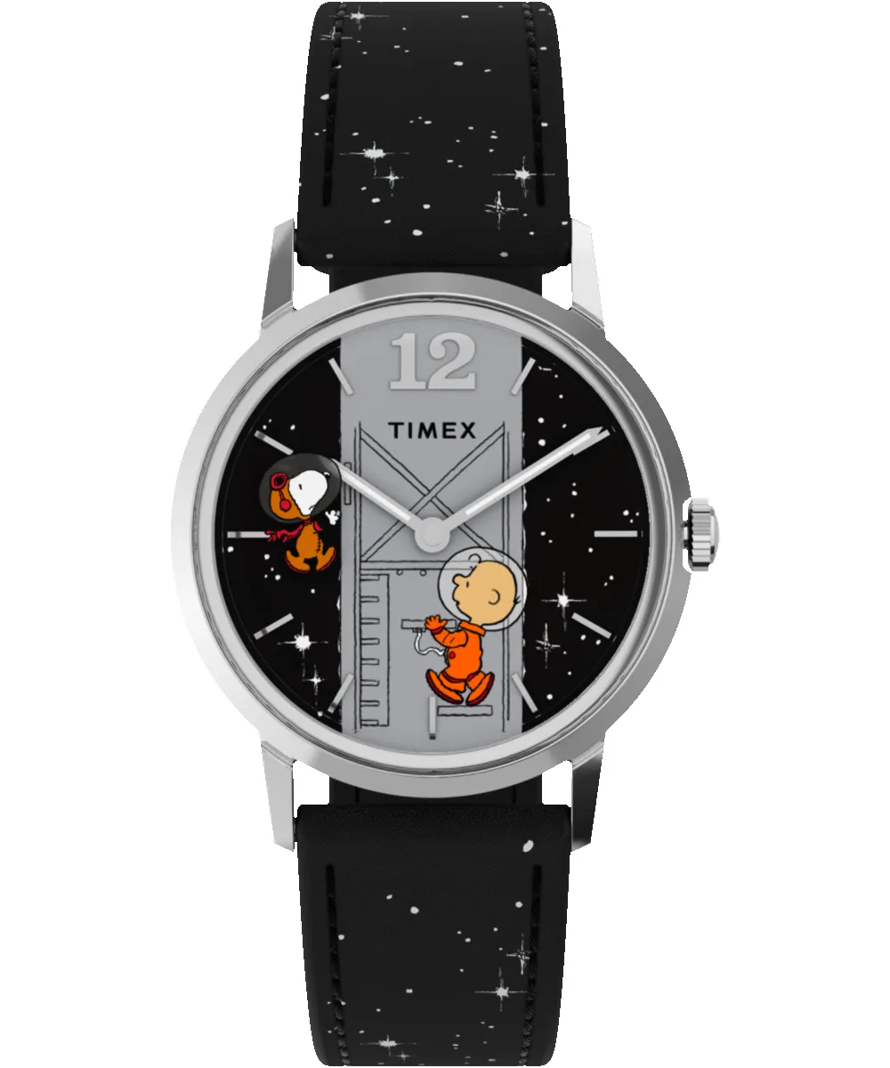 Timex x Peanuts® Marlin® Hand-Wound Space 34mm Leather Strap Watch sold by Timex