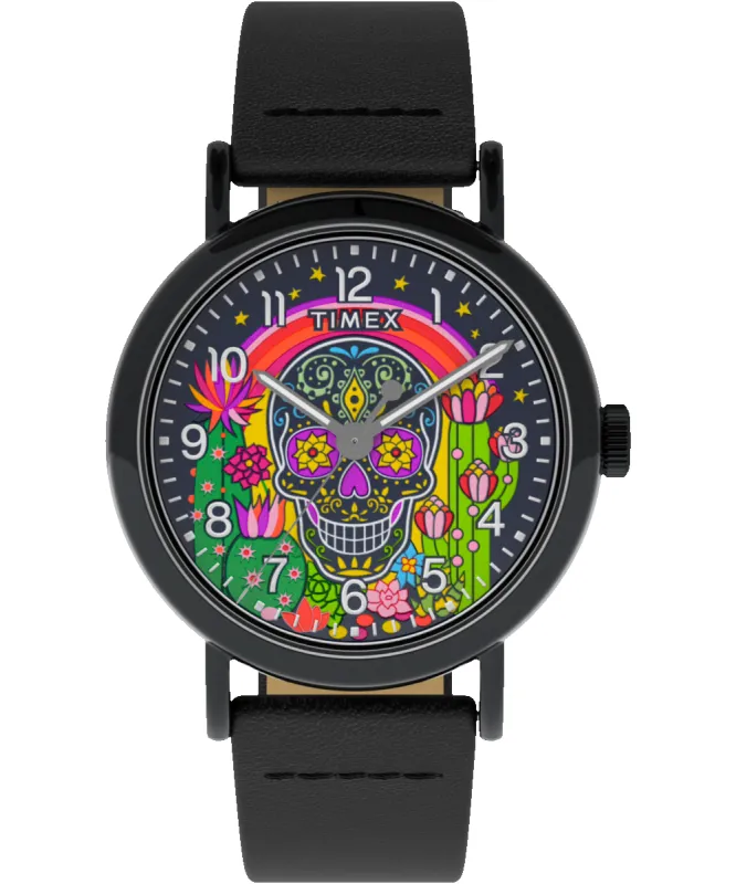 Timex Weekender Day of the Dead 40mm Leather Strap Watch sold by Timex