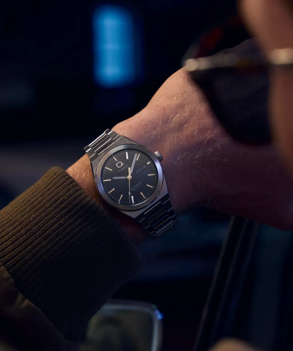 Q Timex® Continental Day and Date 39mm Stainless Steel Bracelet Watch sold by Timex product image thumbnail 3