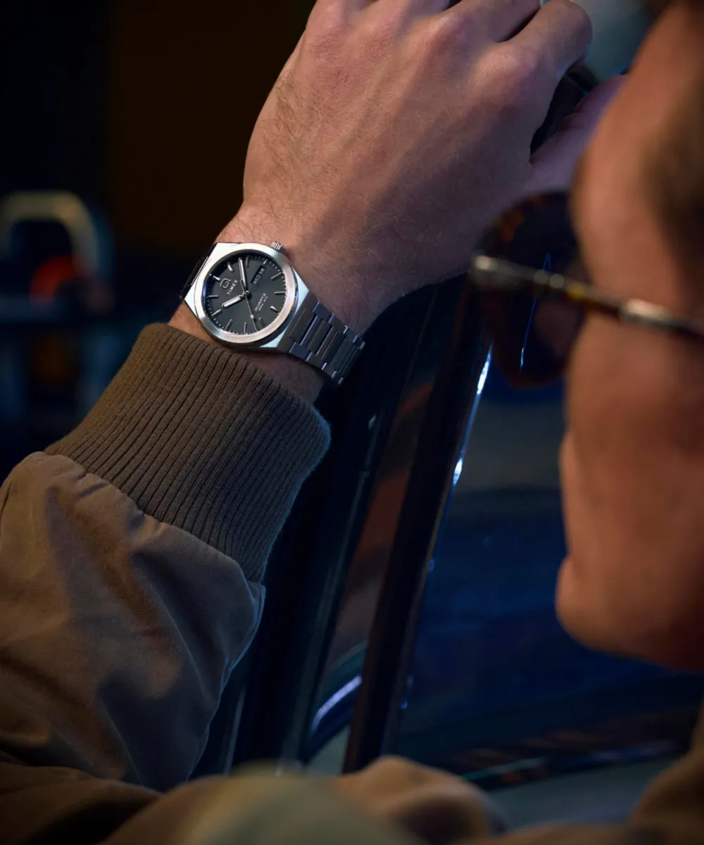 Q Timex® Continental Day and Date 39mm Stainless Steel Bracelet Watch sold by Timex product image thumbnail 4