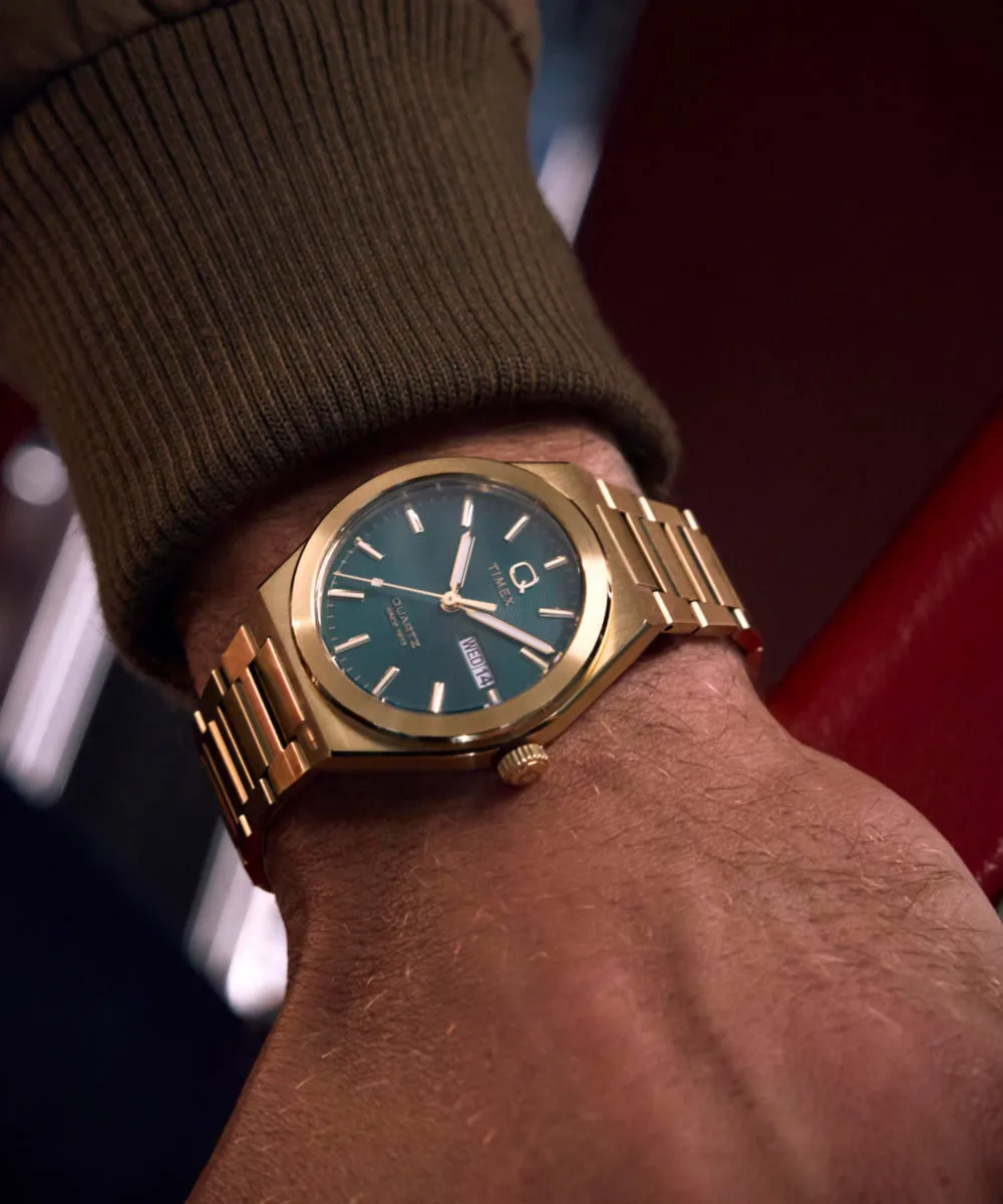 Q Timex® Continental Day and Date 39mm Stainless Steel Bracelet Watch sold by Timex product image thumbnail 2