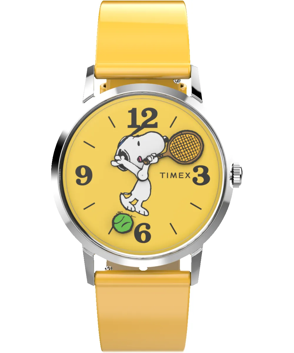 Timex Marlin® Hand-Wound x Snoopy Tennis Reissue 34mm Leather Strap Watch sold by Timex