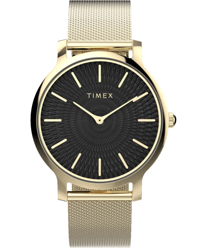 Transcend 34mm Stainless Steel Mesh Band Watch sold by Timex