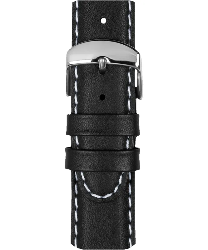 20mm Black Leather Strap made by Timex