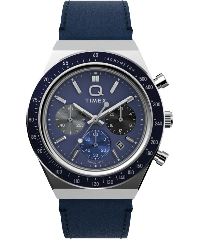 Q Timex® Chronograph 40mm Leather Strap Watch sold by Timex