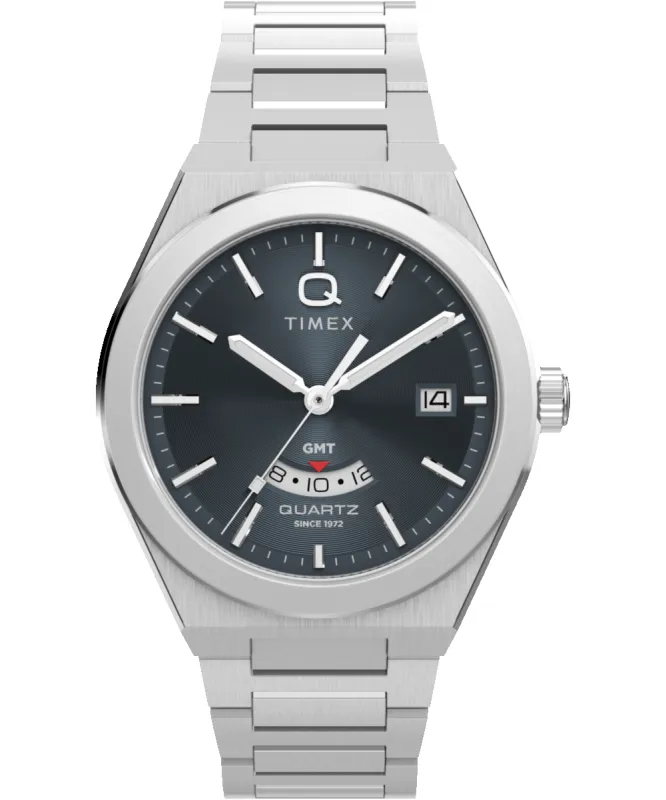 Q Timex® Continental GMT 39mm Stainless Steel Bracelet Watch made by Timex