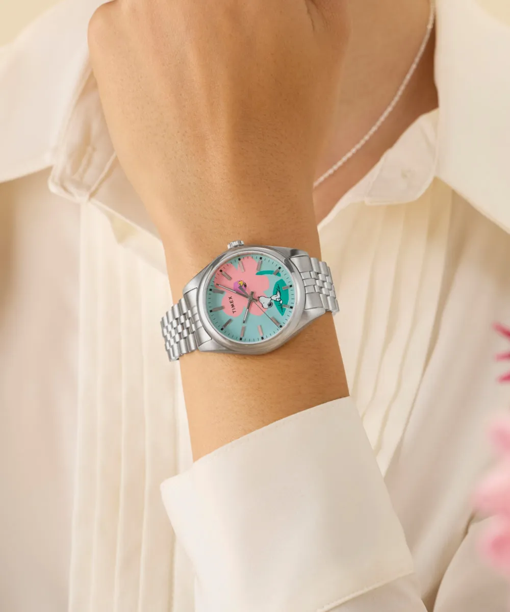 Peanuts® x Timex Legacy Snoopy with Flower Dial 36mm Stainless Steel Bracelet Watch sold by Timex product image thumbnail 2