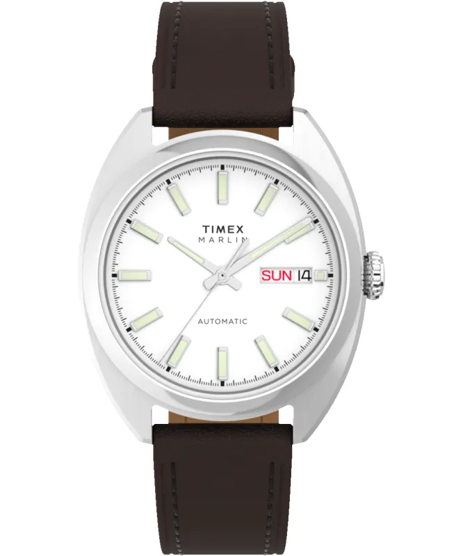 Marlin® Draper Automatic 37mm Leather Strap Watch sold by Timex