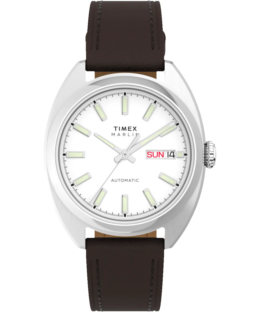 Marlin® Draper Automatic 37mm Leather Strap Watch sold by Timex