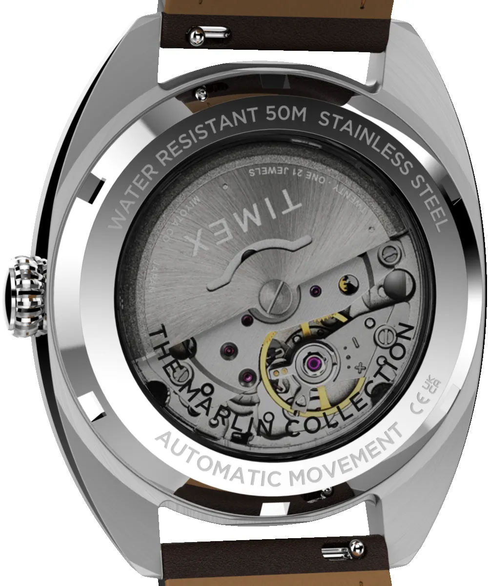 Marlin® Draper Automatic 37mm Leather Strap Watch sold by Timex product image thumbnail 5