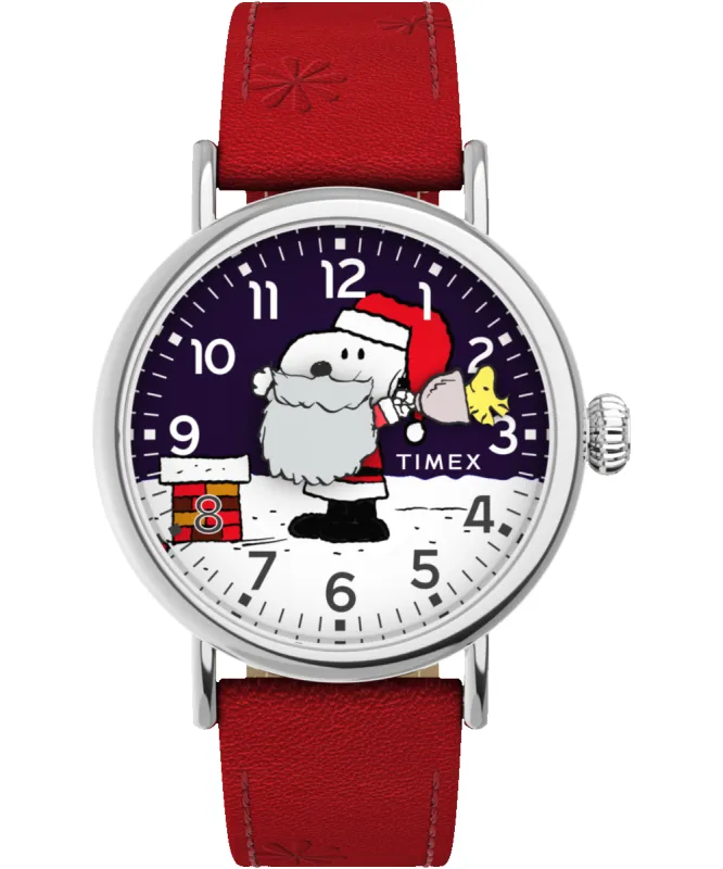 Peanuts® x Timex Standard Snoopy Santa 40mm Leather Strap Watch made by Timex