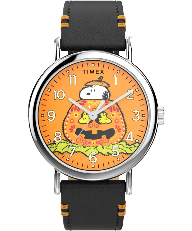 Peanuts® x Timex Weekender Pumpkin Dial 40mm Leather Strap Watch sold by Timex