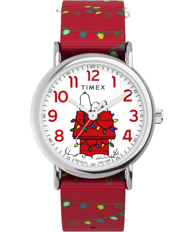 Peanuts® x Timex Weekender Holiday 38mm Fabric Strap Watch sold by Timex