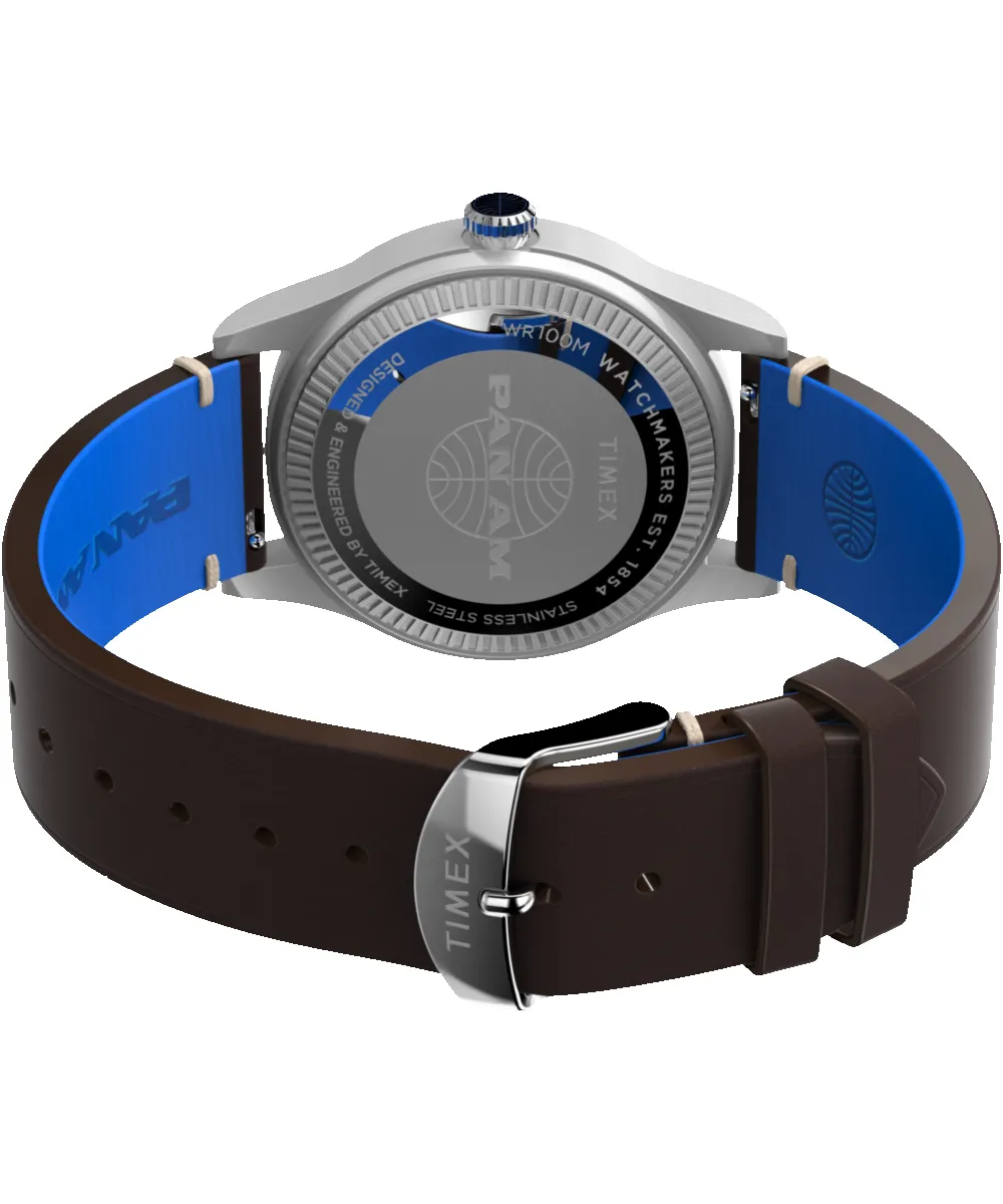 Pan Am® x Timex Waterbury GMT 39mm Leather Strap Watch sold by Timex product image thumbnail 5