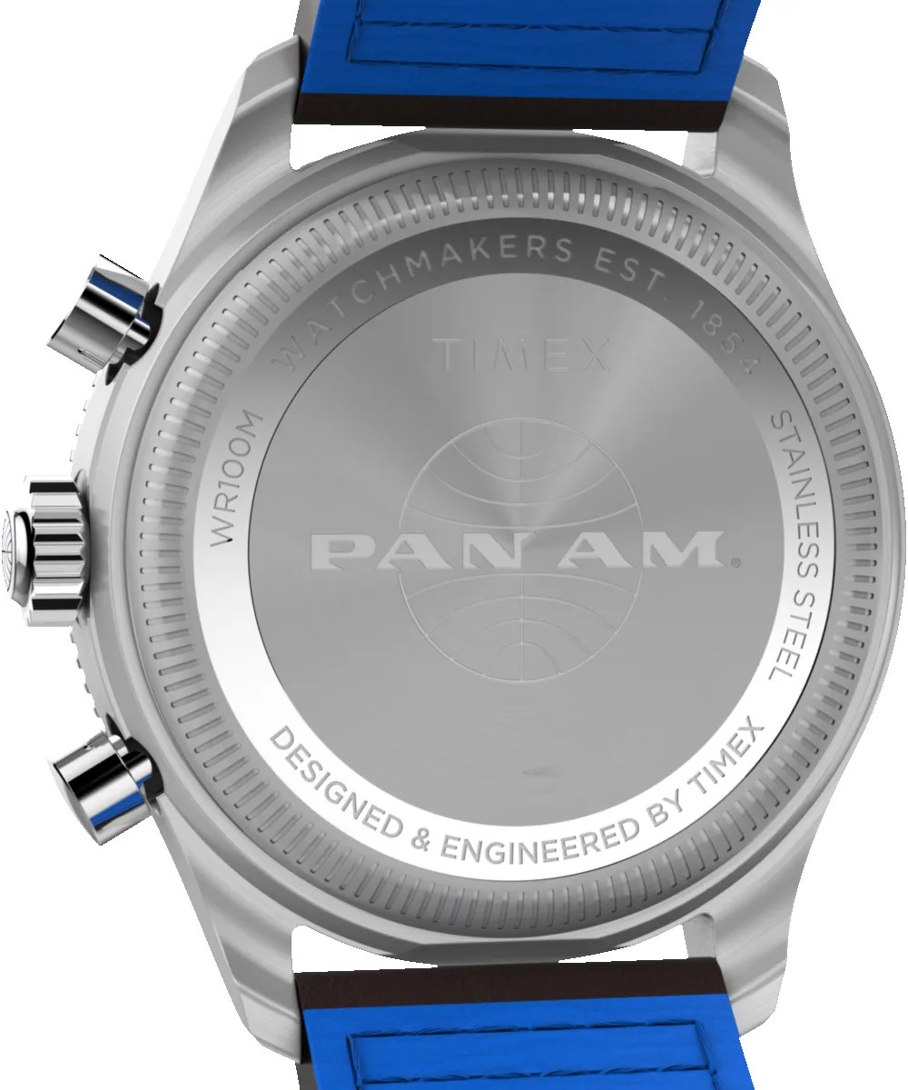 Pan Am® x Timex Fly-Back Chronograph 43mm Leather Strap Watch sold by Timex product image thumbnail 4