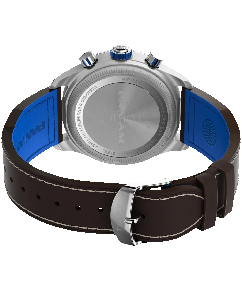Pan Am® x Timex Fly-Back Chronograph 43mm Leather Strap Watch sold by Timex product image thumbnail 5