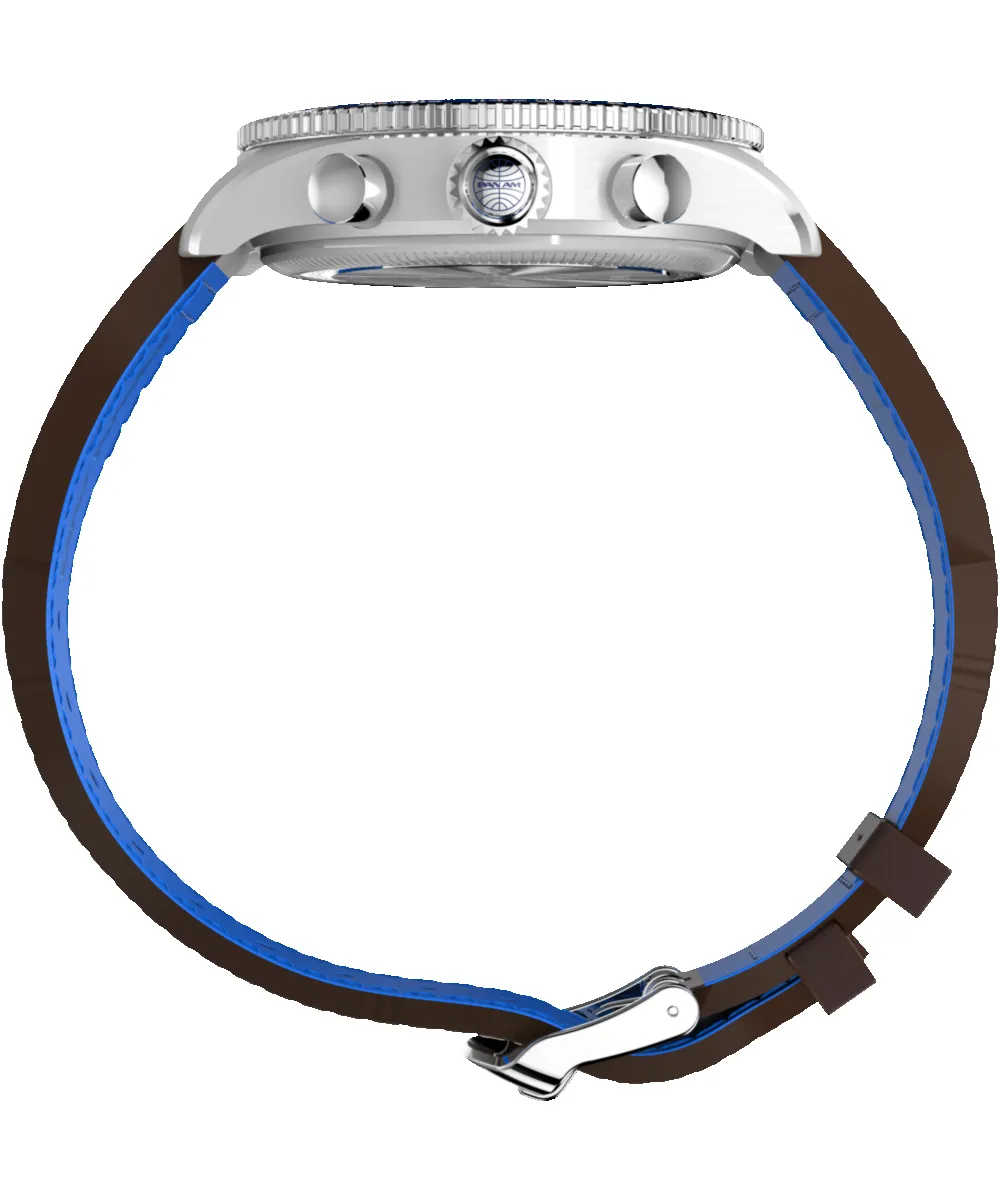 Pan Am® x Timex Fly-Back Chronograph 43mm Leather Strap Watch sold by Timex product image thumbnail 2