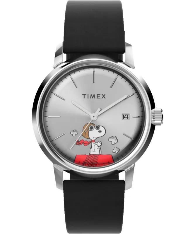 Peanuts® x Timex Marlin® Automatic Snoopy Flying Ace 40mm Leather Strap Watch made by Timex