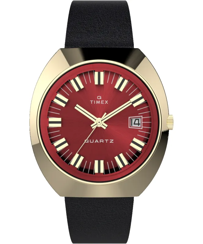 Q Timex 1972 Reissue 39mm Leather Strap Watch sold by Timex